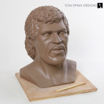 life-sized Lionel Richie clay head sculpture