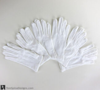 archival museum style white cotton gloves