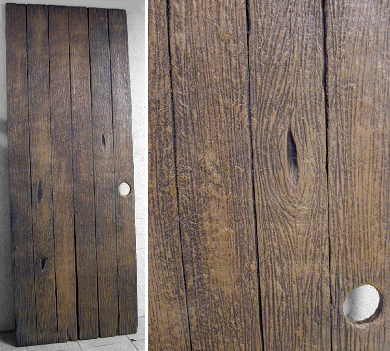Movie themed faux wood themed door prop for home theater or office furniture