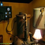 Themed Home Theater Design Man Cave rusty boilers