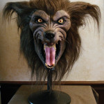 custom life size werewolf bust statue fangs and glass eyes