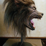 custom life size werewolf bust statue fangs and glass eyes