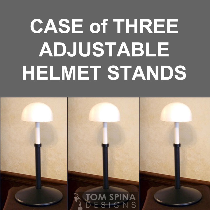 adjustable display stands - change height for helmet, wig or hat displays