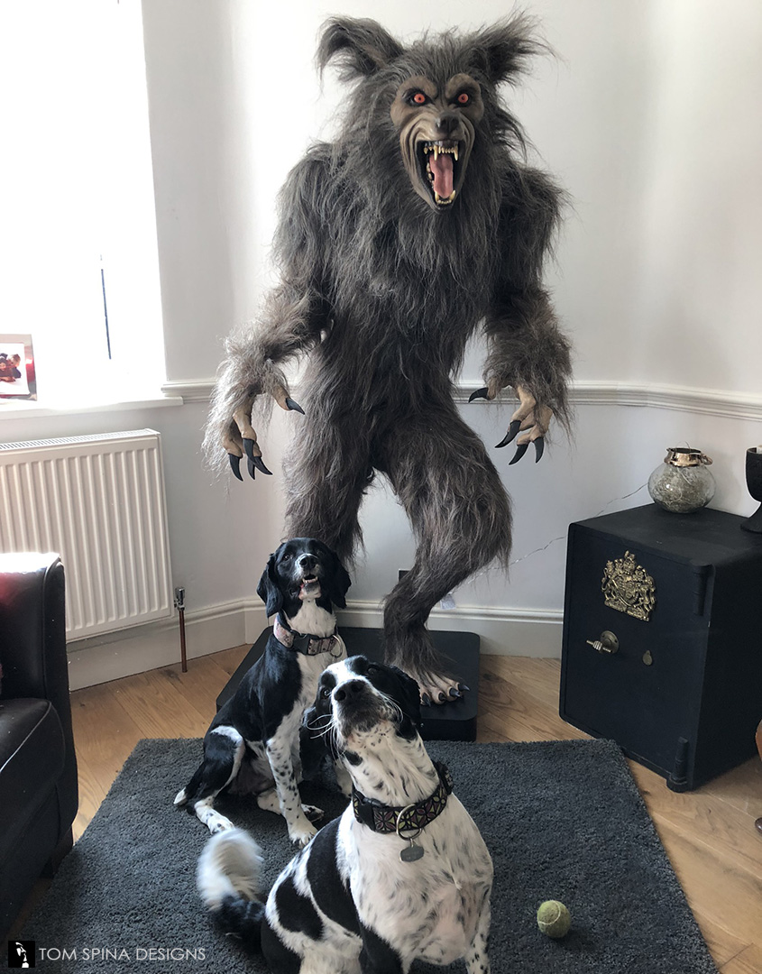 this is not life size. Aged Wood Framed Werewolf