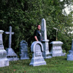 A Graveyard of Custom Tombstone Halloween Props!