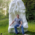 Sculptor in foam skull throne prop