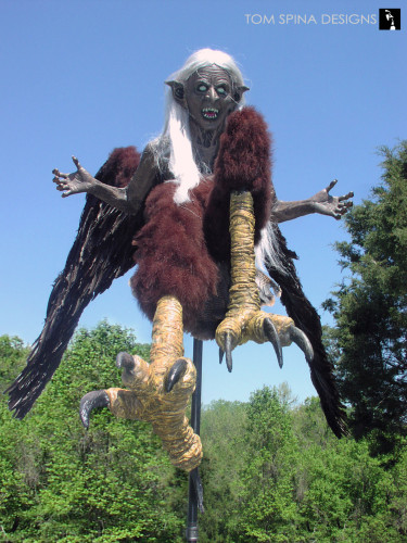 Harpy Statue - a flying witch lifesized wax museum figure