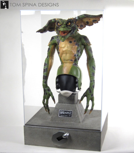 Gremlins movie prop and Clamp Logo acrylic display case