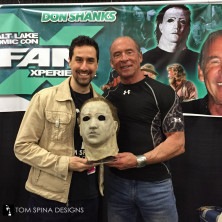 Don Shanks with restored latex movie prop Myers mask