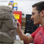life-sized Lionel Richie clay head sculpture