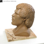 life-sized Lionel Richie clay head sculpture