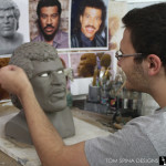 life-sized Lionel Richie clay head sculpture