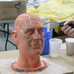 silicone molding of clay head sculpture