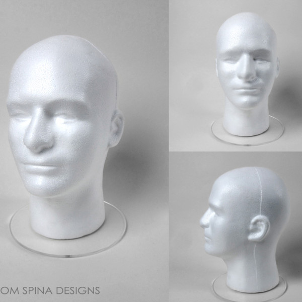 White Styrofoam Display Head with Acrylic Base - Tom Spina Designs » Tom  Spina Designs