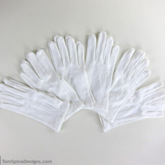 archival museum style white cotton gloves