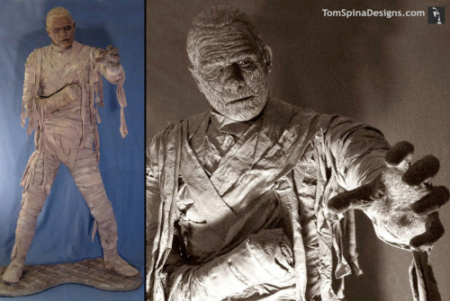 Chaney style mummy mask and statue from Monsterpalooza