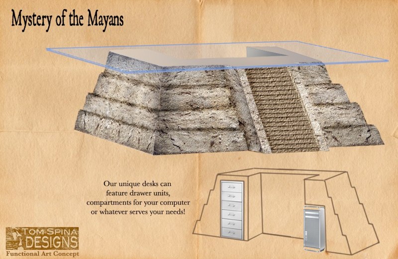 Mayan Temple desk Home Theater furniture theme prop