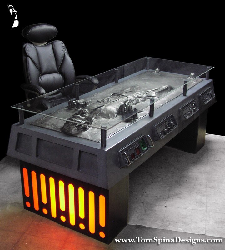 Han Solo in Carbonite desk - themed coffee table/furniture charity auction Mark Hall Casting Crowns