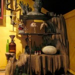 Themed Home Theater Design Man Cave faux Rock bookcase