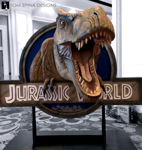 Jurassic World dinosaur foam tyrannosaurus rex photo op exhibit prop