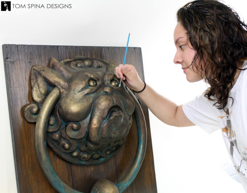 restoration of 1986 Labyrinth door knockers puppet from Jim Henson creature shop