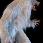 Lifesized white werewolf statue