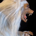 Lifesized white werewolf statue with claws