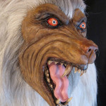 Lifesized white werewolf head eyes and teeth