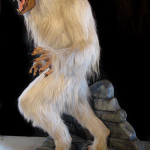 Lifesized white werewolf statue with themed base