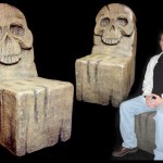 Skull throne or chair faux stone movie themed furniture for home theater or office