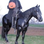 life sized horse statue with Headless Horseman for haunt or halloween display
