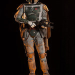 custom mannequin for Boba Fett's costume with cape and blasters