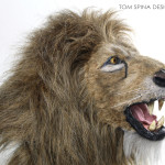 lion head sculpture taxidermy style