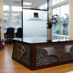 custom superhero desk for themed office reception area