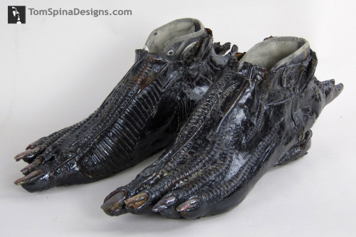 Alien costume feet HR Giger movie prop restoration and conservation