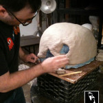 sculpting a Marshmallow Man head mask from Ghosbusters