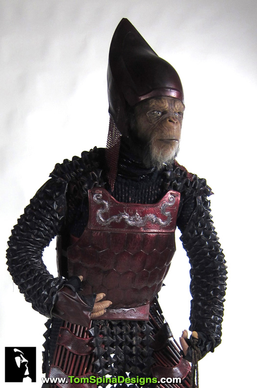 Tim Burton Planet of the Apes chimp movie costume Rick Baker mask on custom mannequin