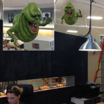 life sized movie prop statue of Slimer Ghost at Brick and Mortar