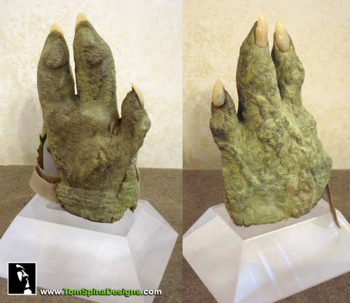 Yoda puppet hand, part of his costume conservation