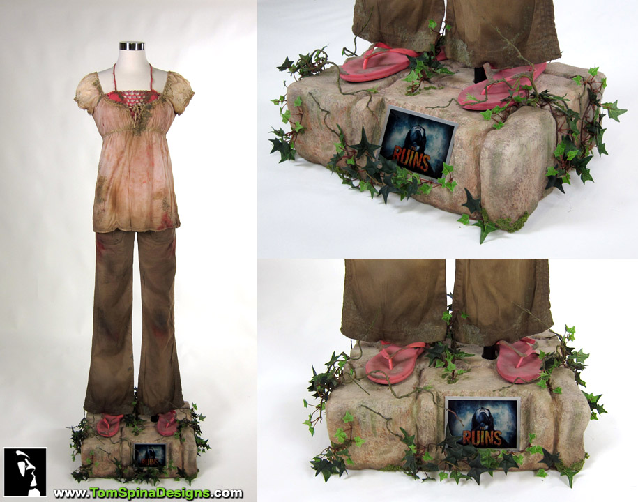 Custom themed foam carved The Ruins movie costume display