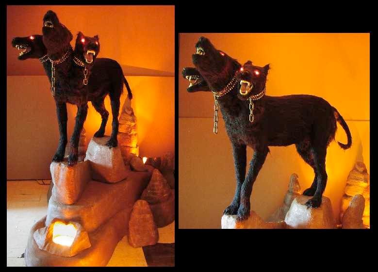 Cerberus Three Headed Dog Statue Custom foam carving, themed environments and decor