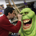 painting a lifesized slimer movie prop statue's eyes