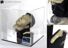 Star Trek Data props in mirrored acrylic display case