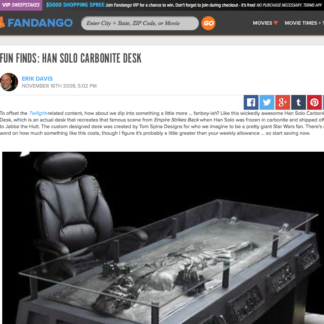 custom Han Solo in Carbonite desk on fandango