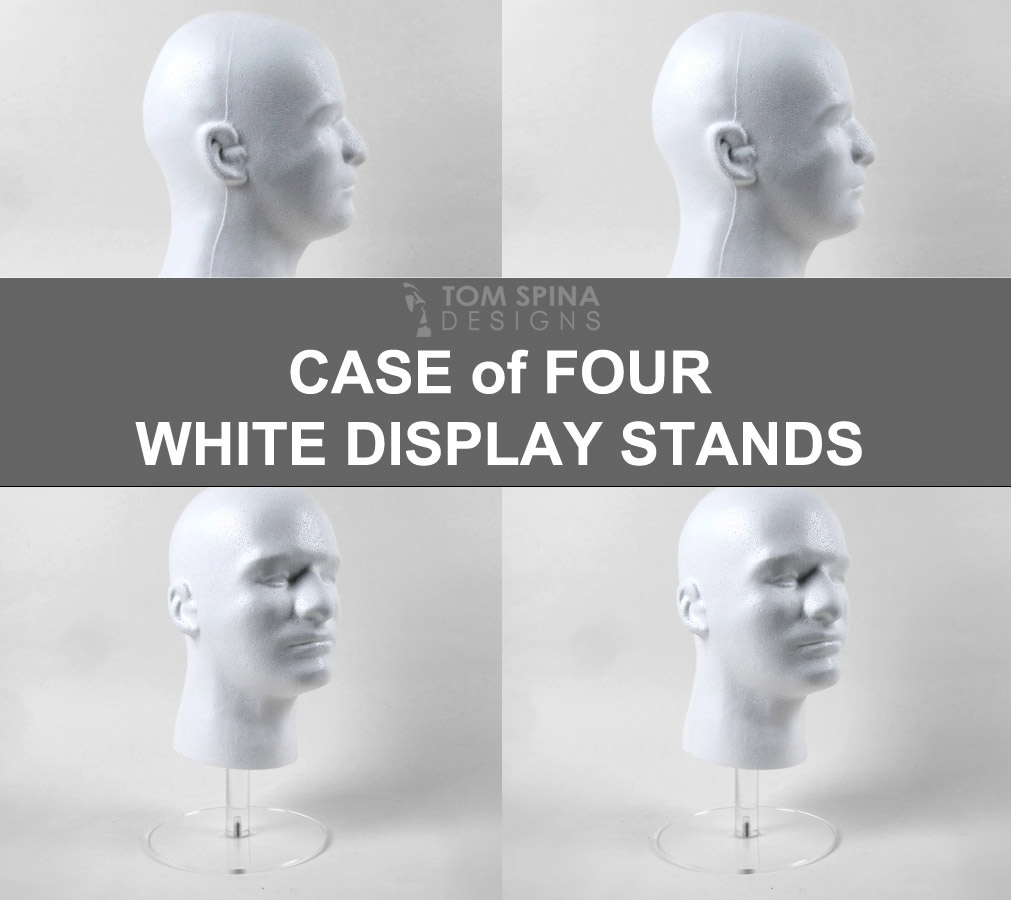 Case of 4 White Deluxe Display Stands with Acrylic Risers - Tom Spina  Designs » Tom Spina Designs