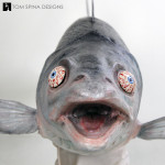realistic Latex salmon puppet cartoonish