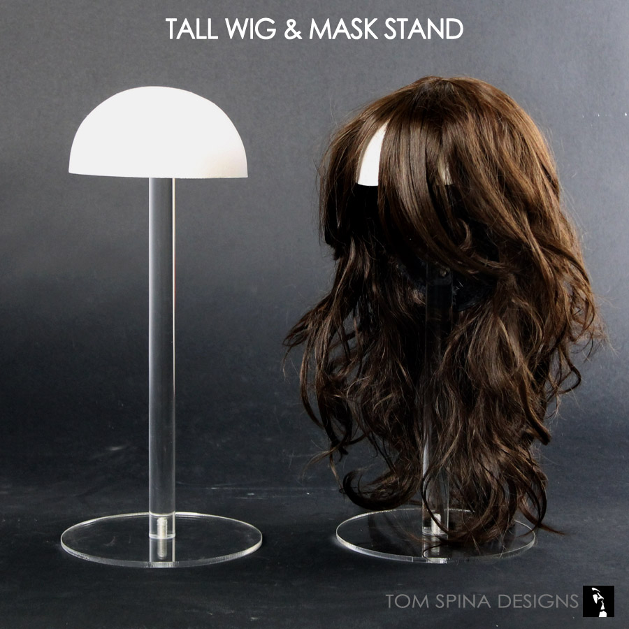 Tall Hat, Wig or Mask Stand w/Acrylic Riser