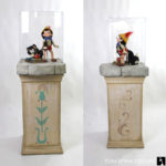 Pinocchio and Figaro statues prop