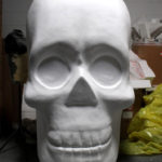 hand carved themed foam skull prop