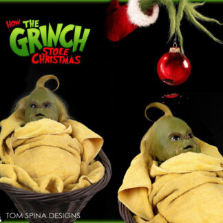 custom display and restoration of baby grinch puppet movie prop
